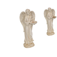 New 58cm Cream Garden Angle with Bird Feeder Statue / Orniment