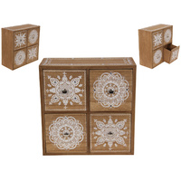 22.5cm Bohemian Style Wooden Spice Cabinet with Mandala Gem Detailing