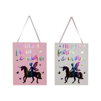 NEW 1pce 27cm Fairy Unicorn Rainbow Plaque Wall Art Rainbow Gift
