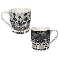 New 1pce 10cm MANDALA BLACK / WHITE MUG 2 ASSTD