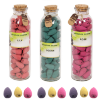 Set of 3 Scented Cones For Backflow Incense Burner In Glass Jar Aromatherapy Zen