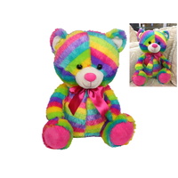 New 40cm Rainbow Coloured Plush Teddy Bear