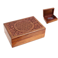New 1pce 18cm Flower of Life Carved Wooden Jewellery / Trinket Box