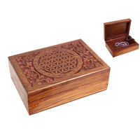 1pce 18cm Flower of Life Carved Wooden Jewellery / Trinket Box