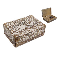 New 1pce 18cm Tree of Life Boho Carven Jewelry / Trinket Box Carved