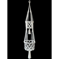 New 1pce 106cm Macrame Pot Hanger Double White Plant