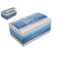 Inspirational Beach Box - Live Laugh Relax 21x13cm Nautical Theme Blue Colours