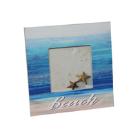 Beach Themed Photo Frame 16x16cm in Blue Colours with Star Motif