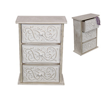 New 1pce 27cm 3 Draw Chest Cabinet with Filigree Design Home Decor