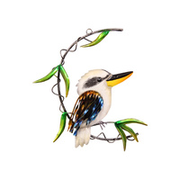 New 1pce Kookaburra Wall Art Piece 28cm Metal Perched on Vines