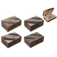 New 1pce 15cm Wooden Trinket Box Flower Embellishment Metal