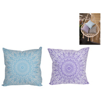 New 40x40cm Blue/Purple Boho Inspired Mandala Cushion Pastel Colours