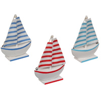 New 1pce 11CM MDF Beach Themed Sailing Boat Hamptons Style