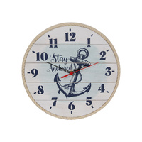 New 32CM MDF Beach Themed Anchor Clock with Rope Boarder