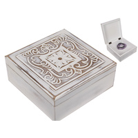 New 1pce 16X16CM White Wash Mandala Carved Box Boho Themed