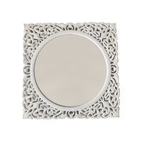 New 1pce 55X55CM MDF Gloss White Carved Like Lattice Mirror
