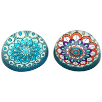 New 1pce 8cm Mandala Glass Paper Weight Boho Deco Themed Artwork Beautiful