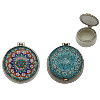 New 1pce Mandala Pin / Pill Box Boho Fashion Metin with Secure Clip