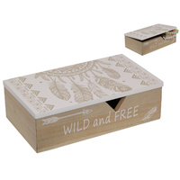 21cm x 12cm Wild and Free Design Trinket Box Natural Colour w/ Dream Catcher