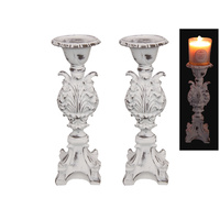 New 1pce 30cm White Wash Candle Holder Ornate Carved Look Design