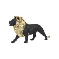 58cm Black & Gold Lion King Statue, Stalking Pose Regal Home Decor
