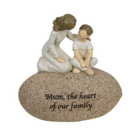 11cm Kneeling Mother & Daughter On Rock Inspirational Quote Home Decor Ornament