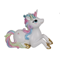 1pce 14cm Rainbow Unicorn Resin Money Box Home Decor Gift Colourful
