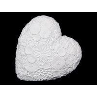 14cm White Floral Heart Resin Home Decor Ornament 