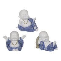 New 8cm Buddha / Monk with Blue Dress and Gems Ornament