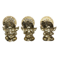 New 1pce 11cm Gold and Silver Ganesh Buddha Hear / Speak / See No Evil Designs