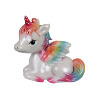 New 1pce 11cm Rainbow Baby Sitting Unicorn Ornament Resin