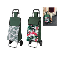 New 1pce 95cm Green Shopping Trolley Rolling Canvas Bag Wheeler Grandma 2 Asstd