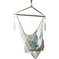 130cm Hanging Macrame Chair in White Cream Boho Themed