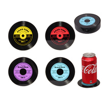 New 1pce Retro Vinyl Record Print Glass Coasters Set of 4 Colours