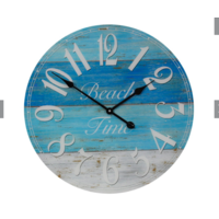 New 1pce 57cm Beach Theme Glass Clock Blue Colouring
