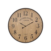 1pce 60cm Wall Clock with Wooden Look Victorian Station Theme
