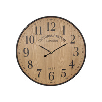 New 1pce 60cm Diameter Black Rimmed Wood Look Clock