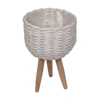 New 1pce 29cm White Wicker Pot Holder with Legs