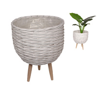 1pce 40cm White Wicker Basket Pot Plant Holder with Legs