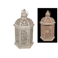 New 1pce 34 Cam Brushed Gold Floral Lantern for Candles or Tealights