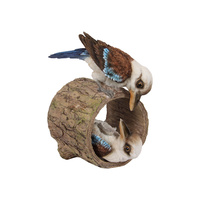 22CM TWIN KOOKABURRA PLAYING IN LOG RESIN ORNAMENT