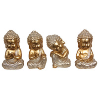 New 1pce Gold with Silver Glitter 15cm Buddha Monk 4 Assorted