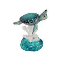 New 1pce 14CM Blue Turtle on Coral Reef Resin and Realistic Looking