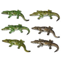 6pce Crocodiles Set Brown & Green Marbled Resin Realistic 12cm Cute Home Decor
