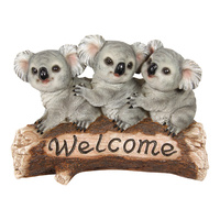 NEW 1PCE 31CM TRIPLE WELCOME KOALAS RESIN SIGN / ORNAMENT