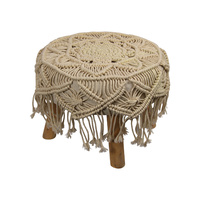 New 1pce 43cm Diameter Gold Thread Boho Macrame Stool Hand Made