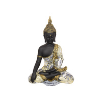 New 1pce 37cm Buddha Blue/Gold Robe Statue Resin Decor