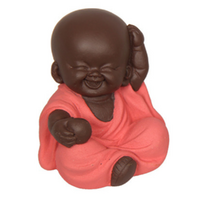 Cute Little Buddha Monk 7cm in Red Robe Resin 1pce