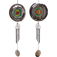 New 1pce 55cm Rainbow Flower Spinner WIndchime Metal