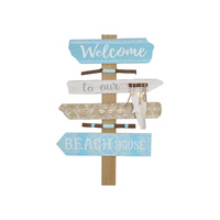 New 1pce 48CM "Welcome to My Beach House" Sign with Mandala Print & Shells